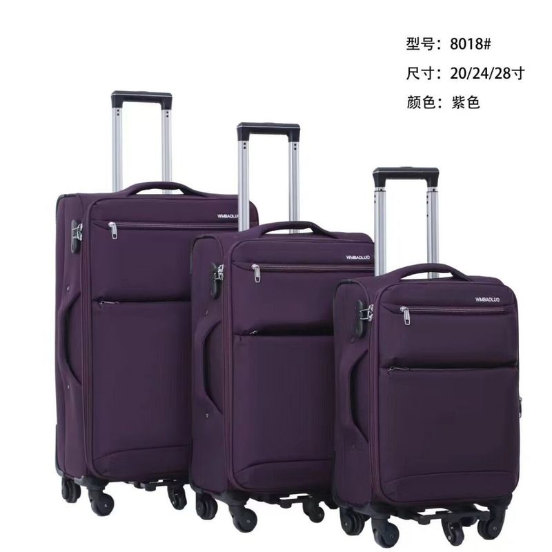Aceita bagagem de mão personalizada bagagem de viagem com fechadura TSA bagagem de carrinho de tecido macio bagagem de carrinho Oxford