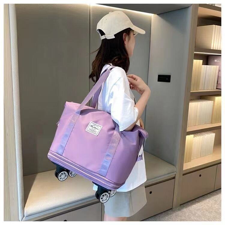 Venda por atacado Saco de Duffel dobrável expansível impermeável Saco seco e úmido Organizador Saco de bagagem de viagem de fim de semana com rodas