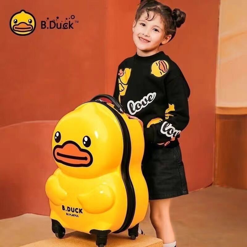 Design de Animais de Pato Amarelo Crianças Carrinho Maleta Saco Crianças Cartão Desenho Animado Bolsa de Bagagem