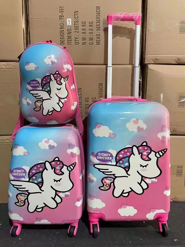 Capa impressa personalizada PC Trolley Leve Viajar 3pcs Set Valija Saco de viagem Carregar em bagagem Valija