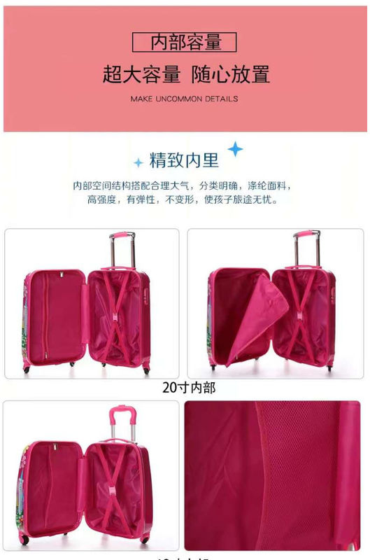 13 16 20 polegadas maletas para crianças desenho de animação personalizado desenho de impressão Abs + PC conjunto de bagagem de viagem de viagem de carrinho de mão sacos