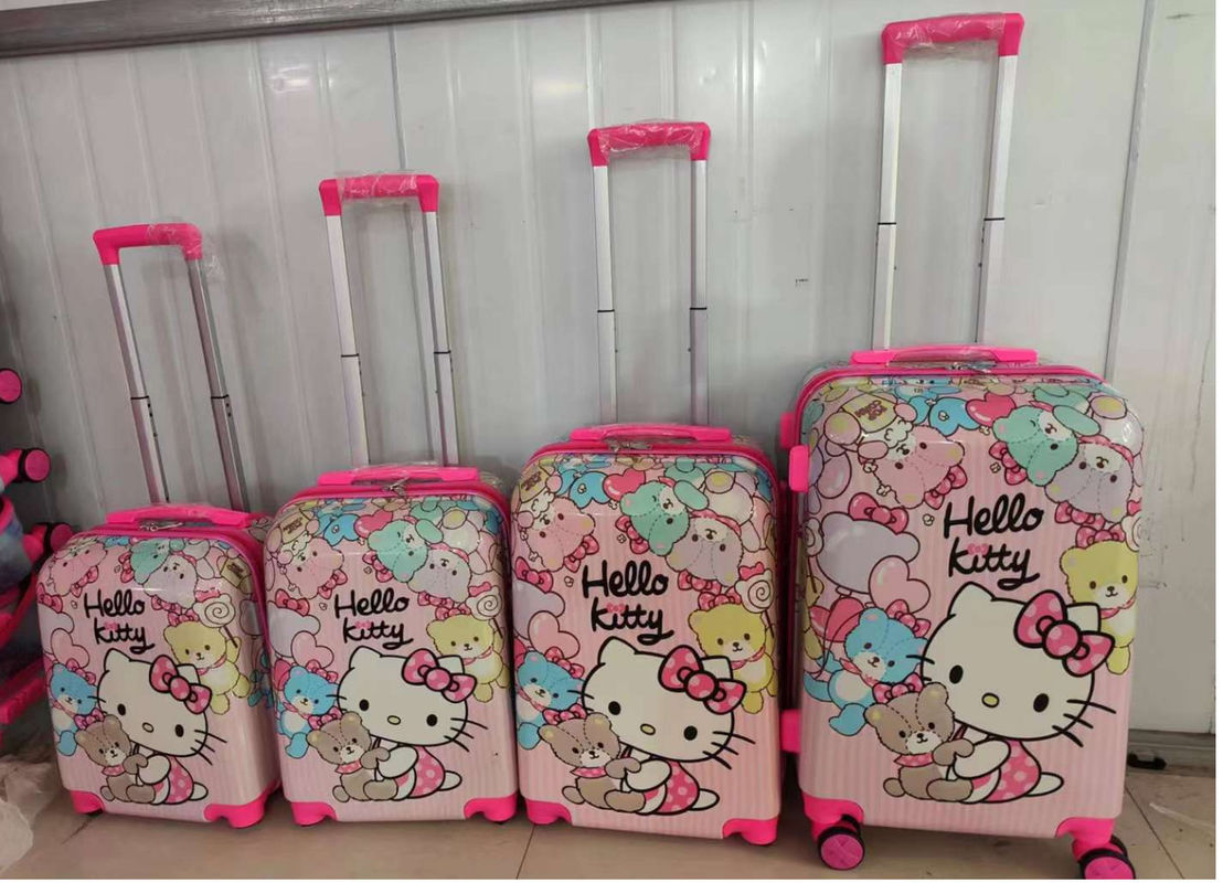 Mala de bebê rosa Kt com alça de roda giratória unicórnios leves carregam bagagem para meninas crianças Hello Kitties