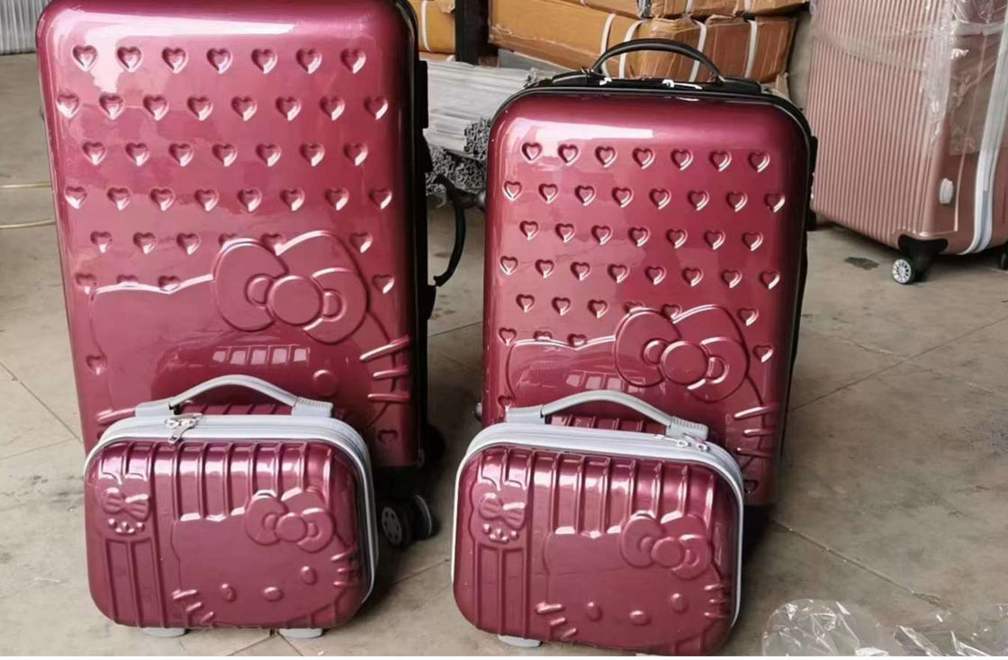 Maleta de viagem OEM de cor rosa com rodas giratórias de padrão personalizado Bagagem de 20 polegadas Maleta leve