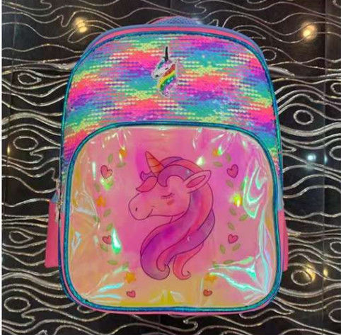 Mochila de moda personalizada meninas Rainbow Sequin Mochila Outdoor Casual de crianças Mochilas para meninas Unicorn bolsa de escola