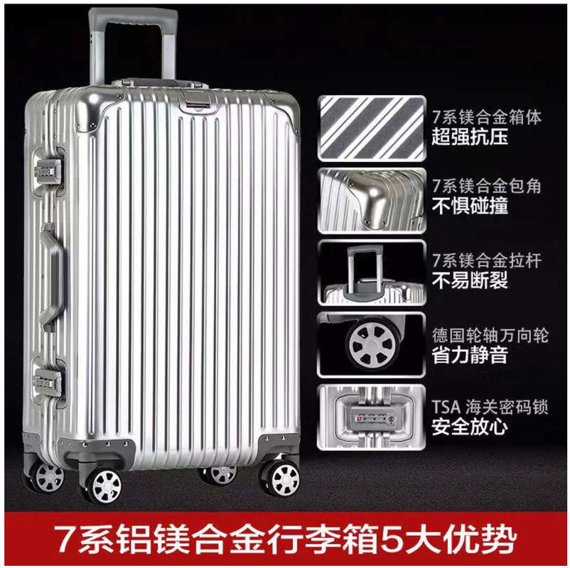 Unisex Alumínio Full Waterproof Viagens de Negócios Bagagem Trolley Maleta Conjunto Spinner Alumínio Sacos de Bagagem Homens