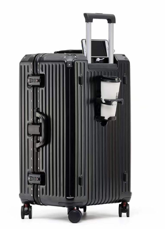 Nova Chegada Vintage Multifuncional Abs Alumínio Bagagem Trolley Case Hardside Bagagem de Viagem Maleta Com Porta-Copas