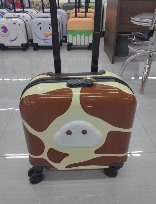 Cartão animado personalizado Caso de carrinho de crianças LOGO 18 polegadas 3D caixa de presente de animais de bordo universal roda crianças mala bagagem