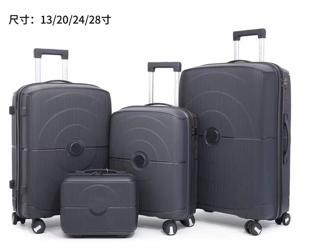 Set de 4 peças de maletas leves TSA Bloqueio com material anti-arranhões PP expansível 20 24 28 polegadas bagagem
