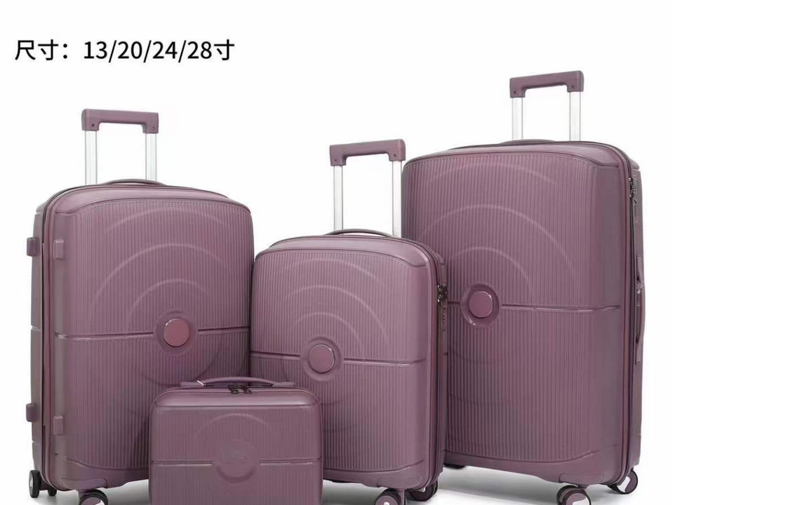Set de 4 peças de maletas leves TSA Bloqueio com material PP anti-arranhões expansível 20 24 28 polegadas