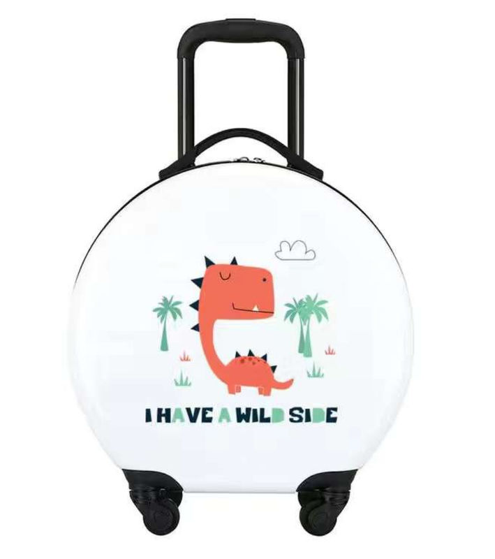 Desenho de moda personalizado forma redonda crianças 18 polegadas bolsas de carrinho lindas crianças bagagem de viagem para crianças