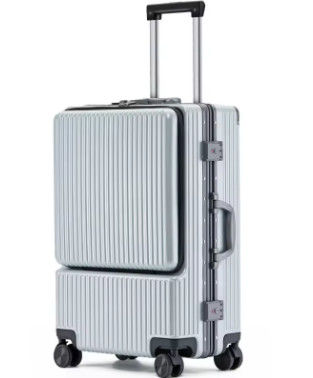 Portada Capa lateral Trolley aberta bagagem de negócios caixa de embarque tira de vara com carregamento USB silencioso roda universal
