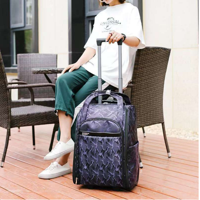 Mochilas para crianças de lado suave Mochilas escolares Mochilas de 4 rodas Mochila de viagem Mochila de garoto com vara de puxar